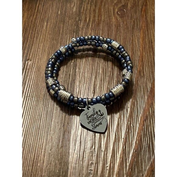 Handmade Blue Beaded Wrap Bracelet/ Wrap Bracelet for her/ Family Bracelet/ Char - Picture 3 of 7